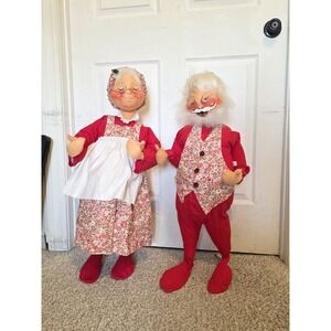 Annalee Dolls Mr Mrs Claus 30" Wire Stands Vintage Christmas. Vintage Doll